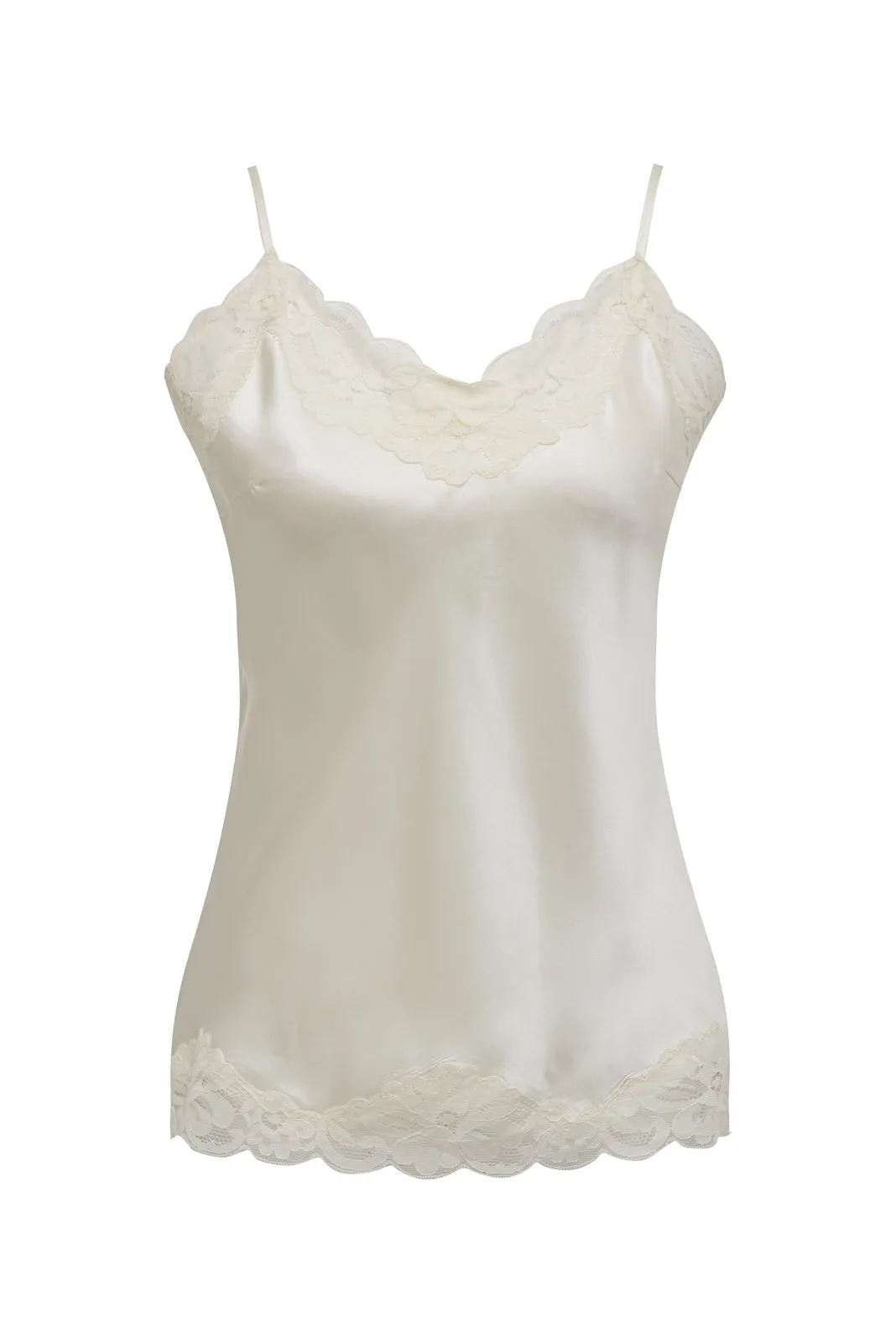Floral Lace Silk Cami Dove