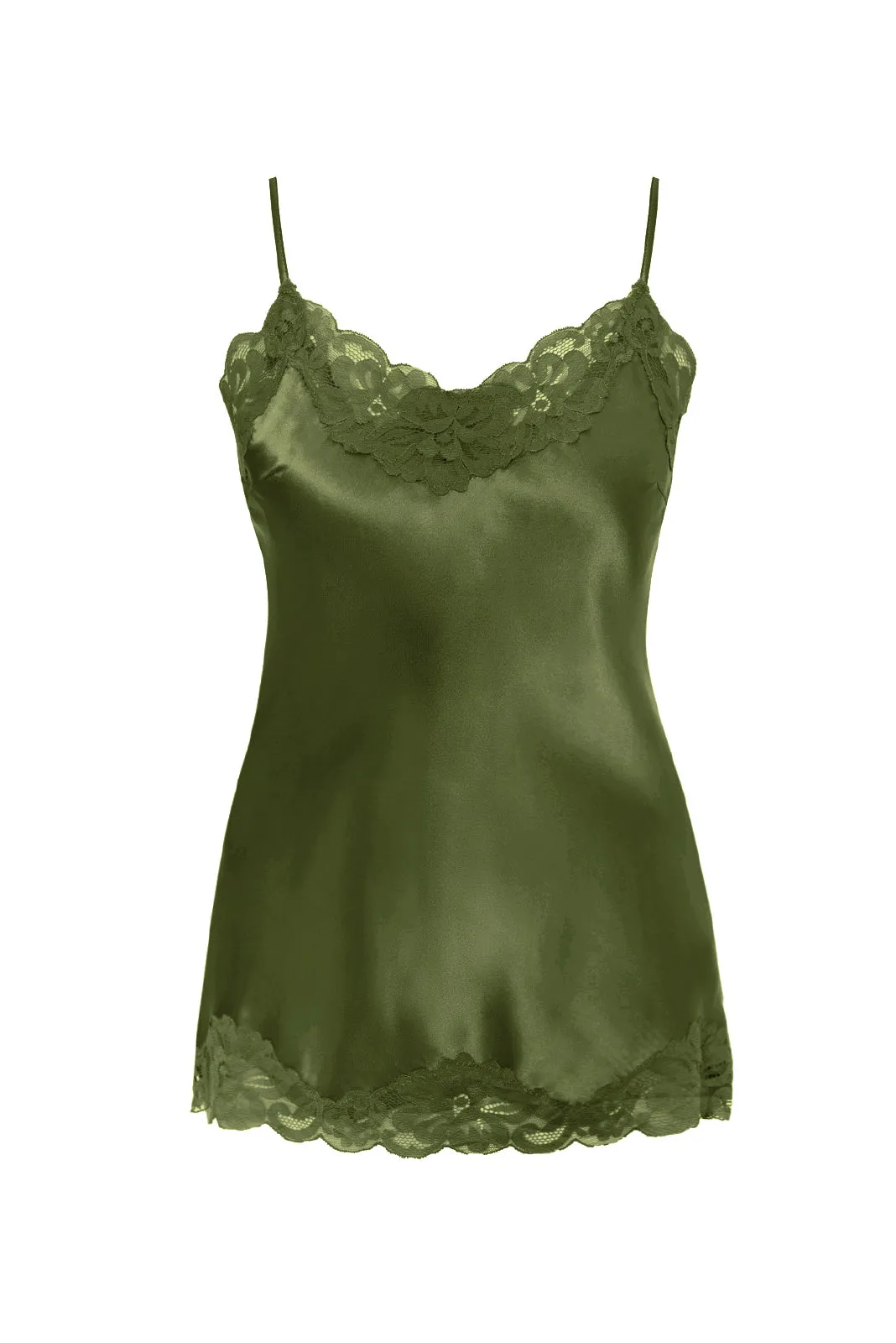 Floral Lace Silk Cami Sage Green