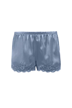 Floral Lace Silk Shorts Ash Blue