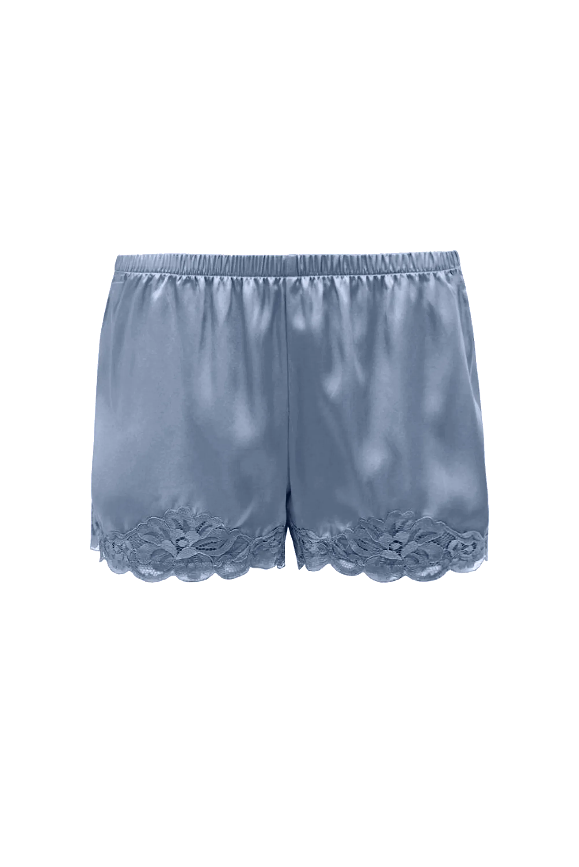 Floral Lace Silk Shorts Ash Blue