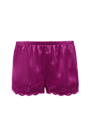 Floral Lace Silk Shorts Fuchsia