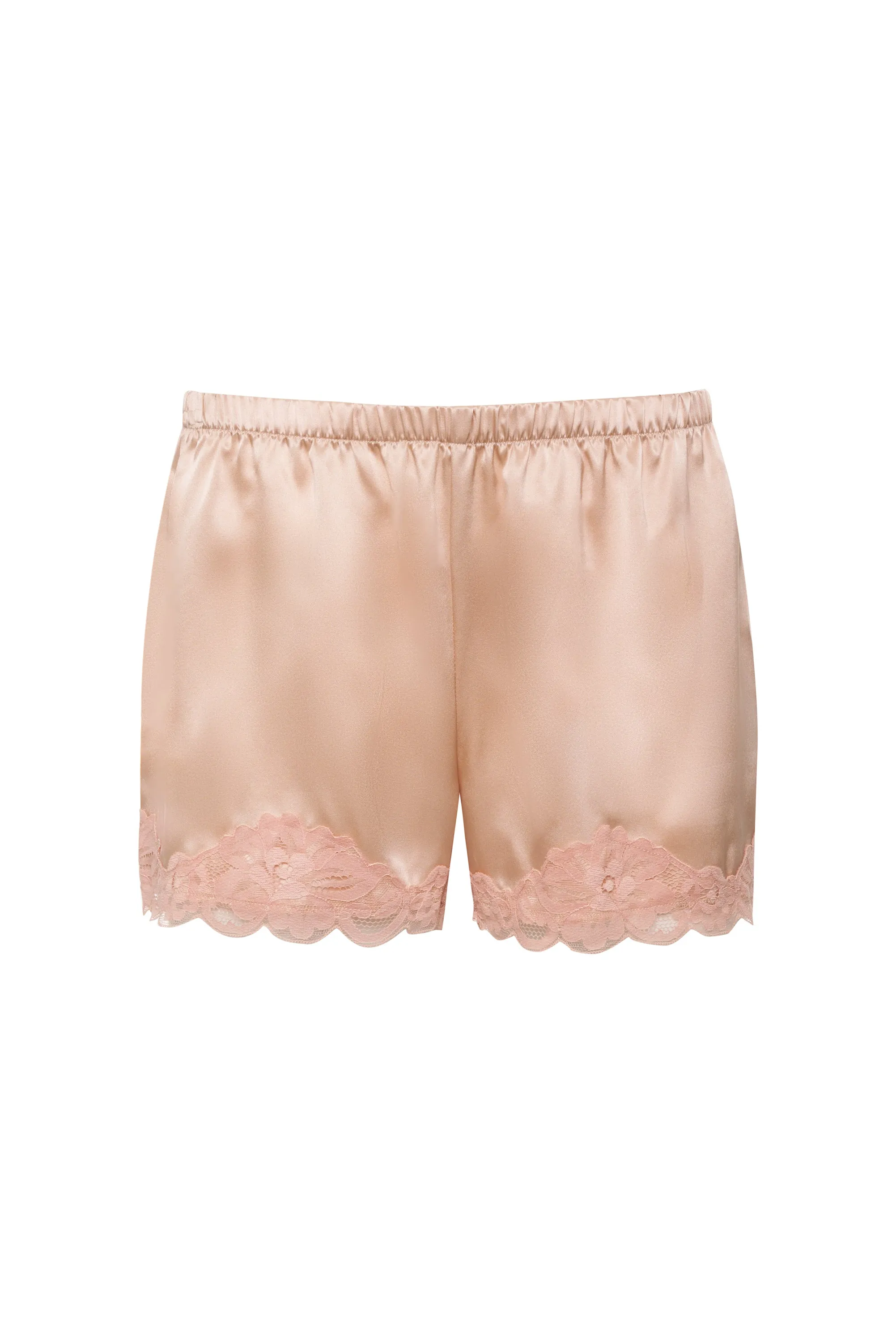 Floral Lace Silk Shorts Nude Smoke