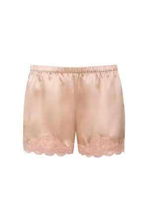 Floral Lace Silk Shorts Nude Smoke