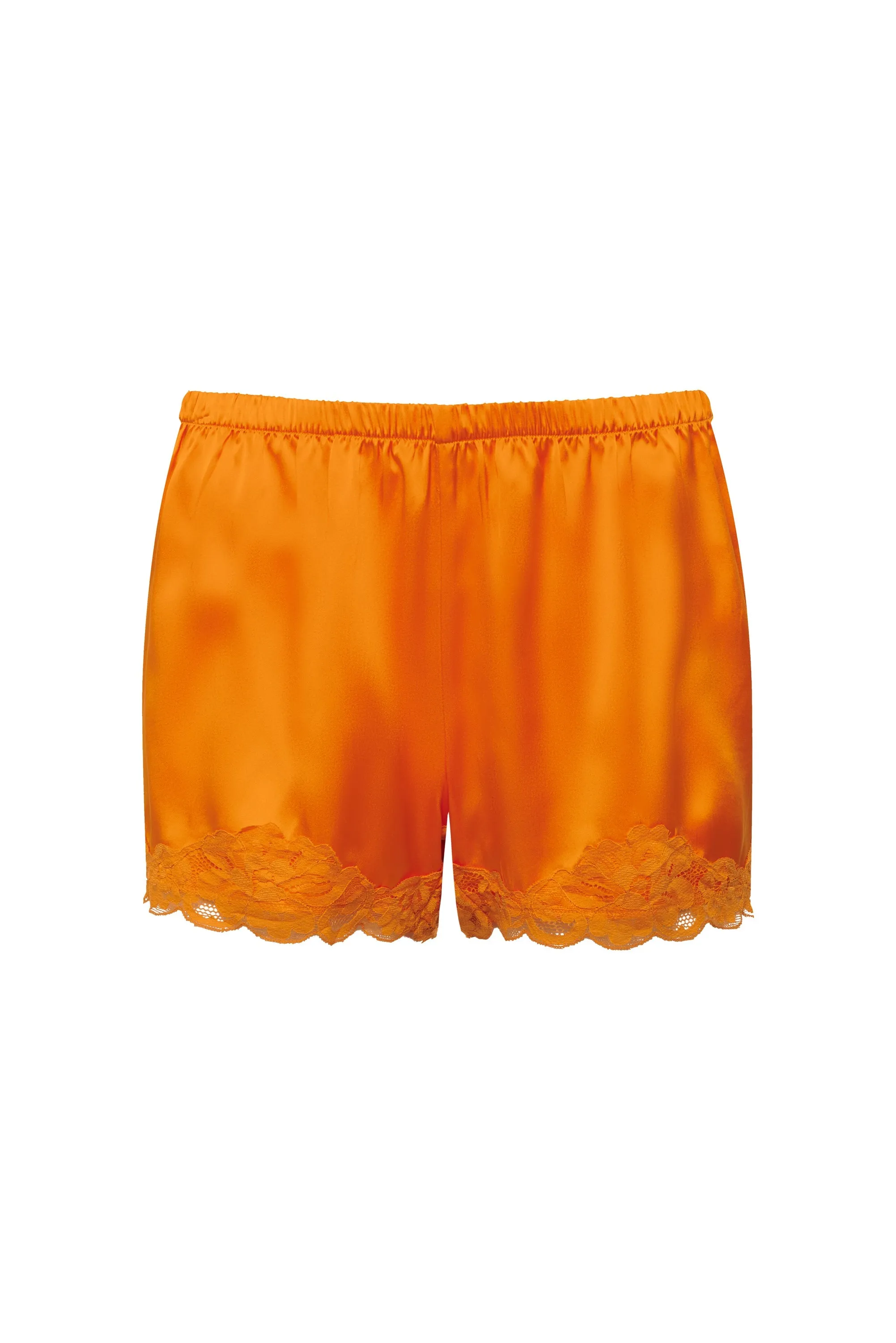 Floral Lace Silk Shorts Tangerine