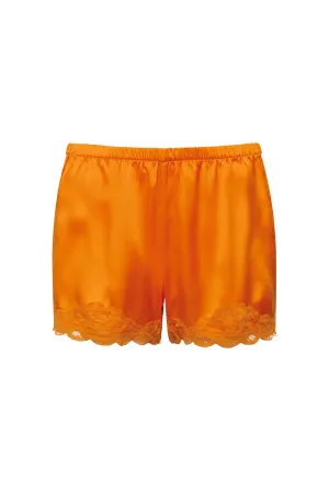 Floral Lace Silk Shorts Tangerine