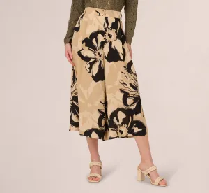 Floral Print Gaucho Pant In Khaki Black Sunset Floral