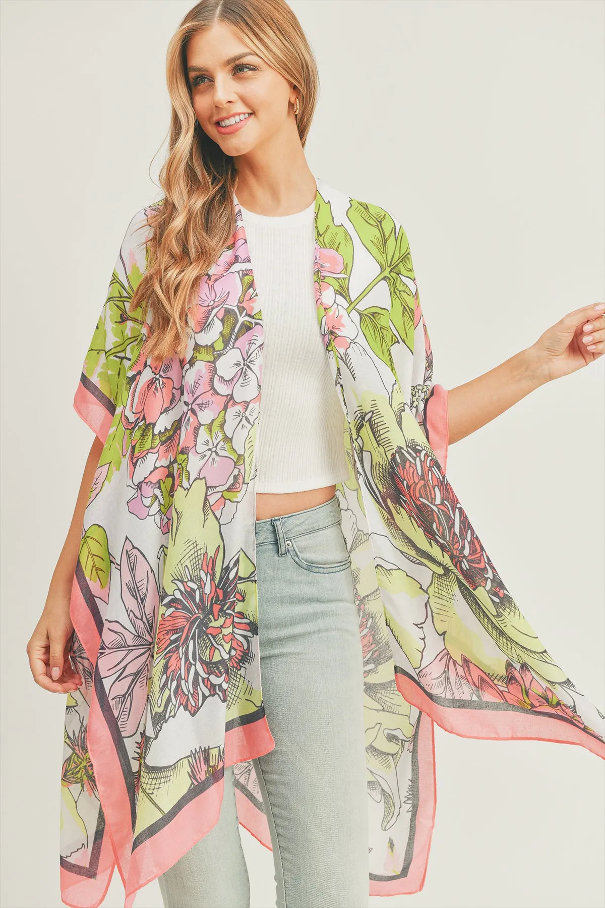 FLORAL PRINT KIMONO