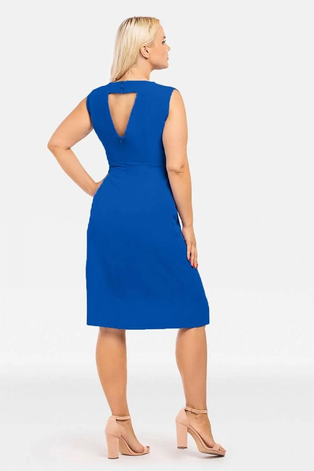 Florence Elegant Pleated Midi Dress – Timeless Sophistication with a Chic Back Cutout