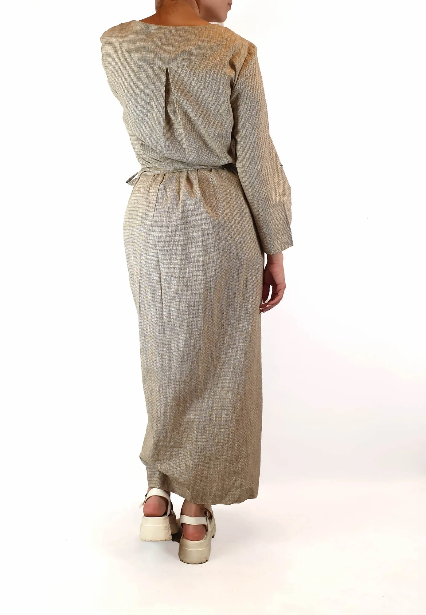 Form by T brown mini houndstooth print wrap maxi dress size 10