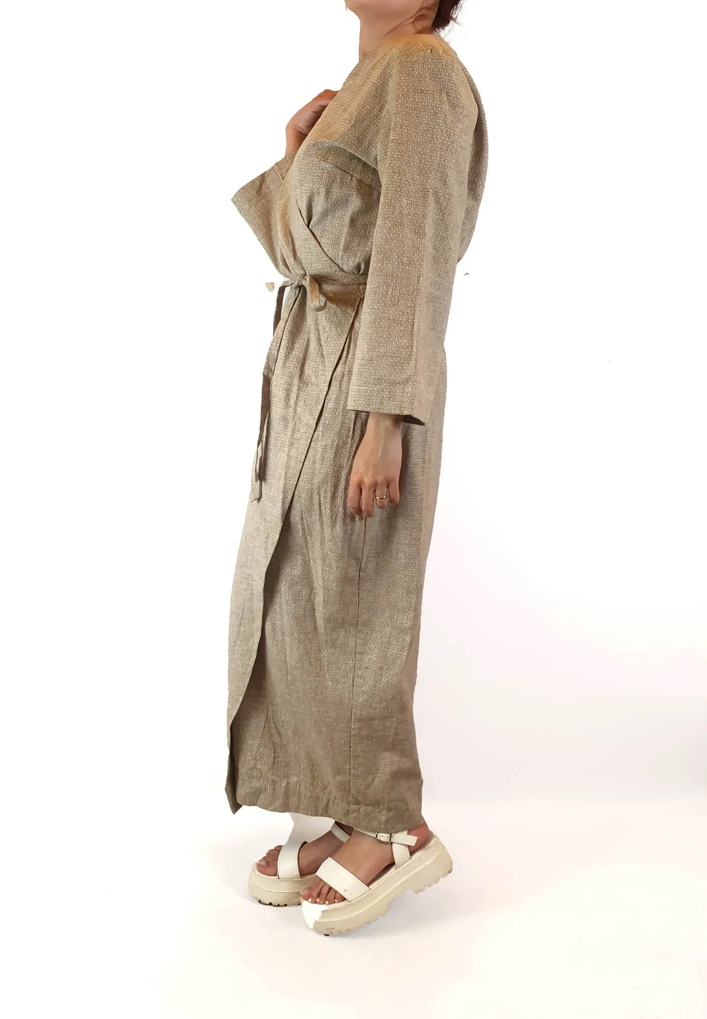 Form by T brown mini houndstooth print wrap maxi dress size 10