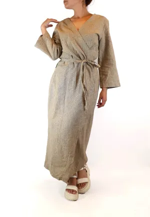 Form by T brown mini houndstooth print wrap maxi dress size 10
