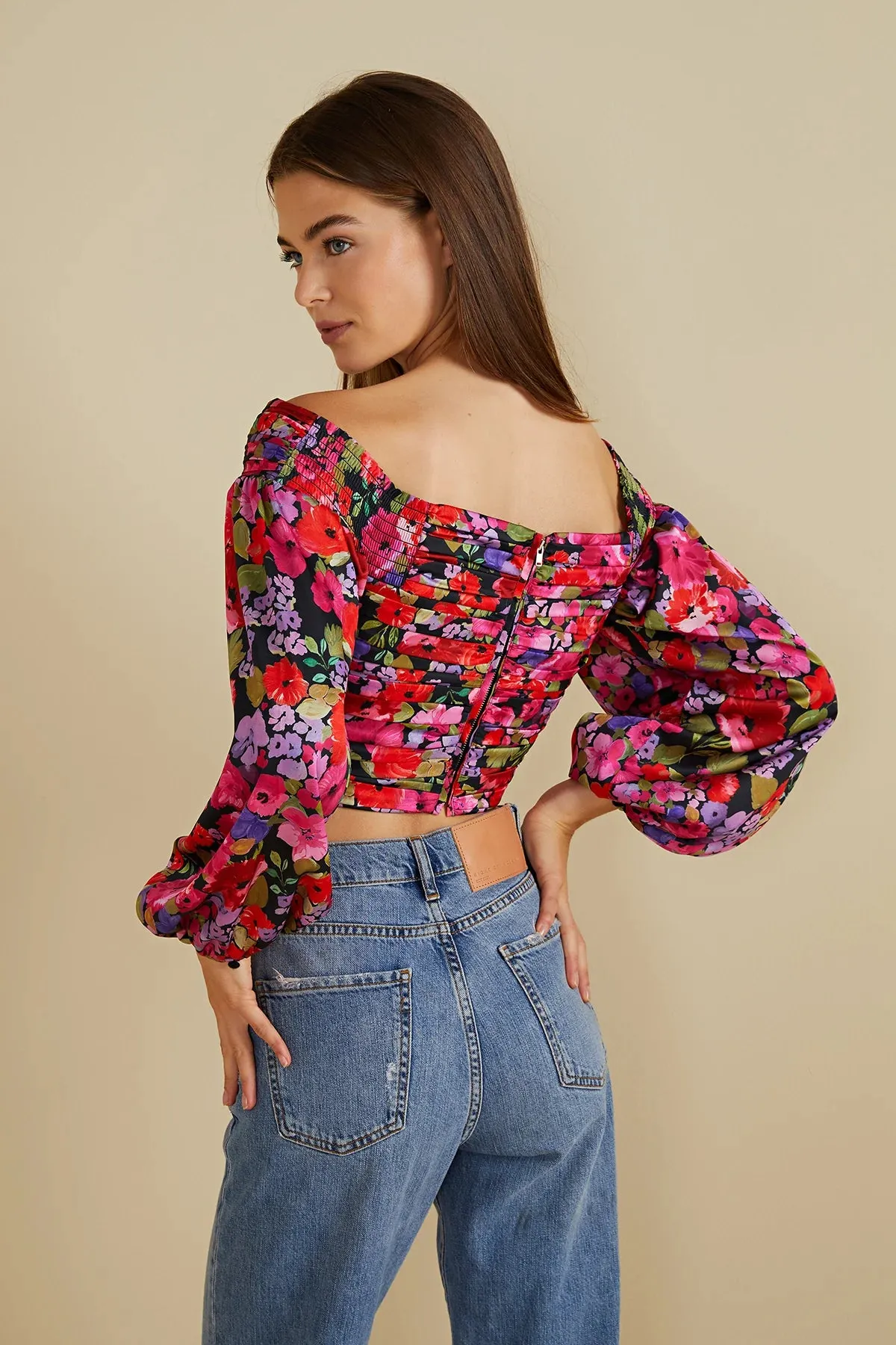 Francis Puff Crop Top in Vintage Flowers - FINAL SALE