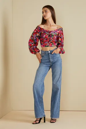Francis Puff Crop Top in Vintage Flowers - FINAL SALE