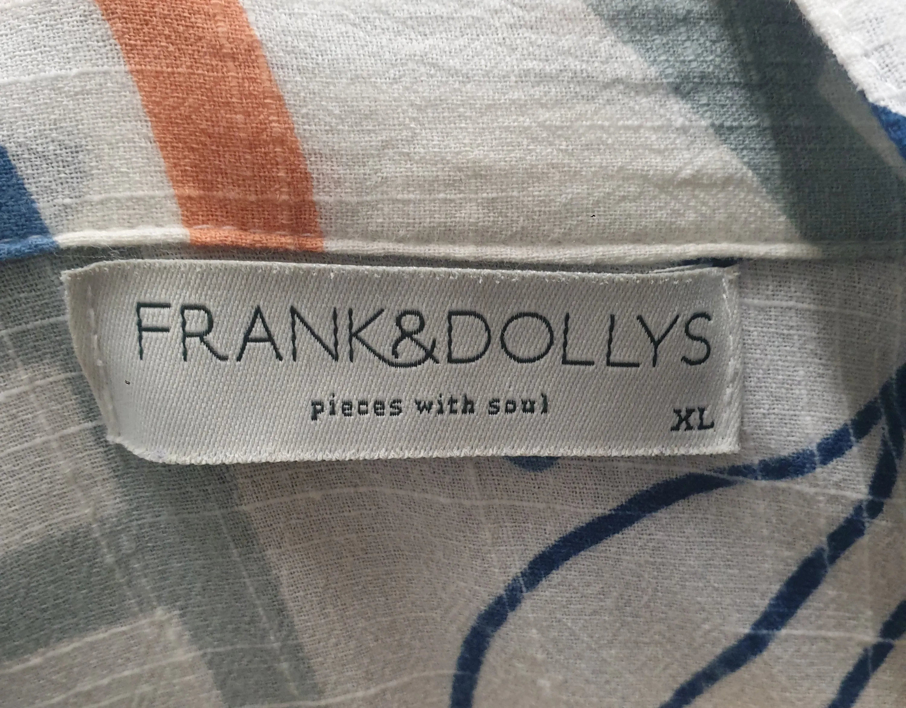 Frank & Dollys cotton long sleeve shirt dress with optional waist tie size XL