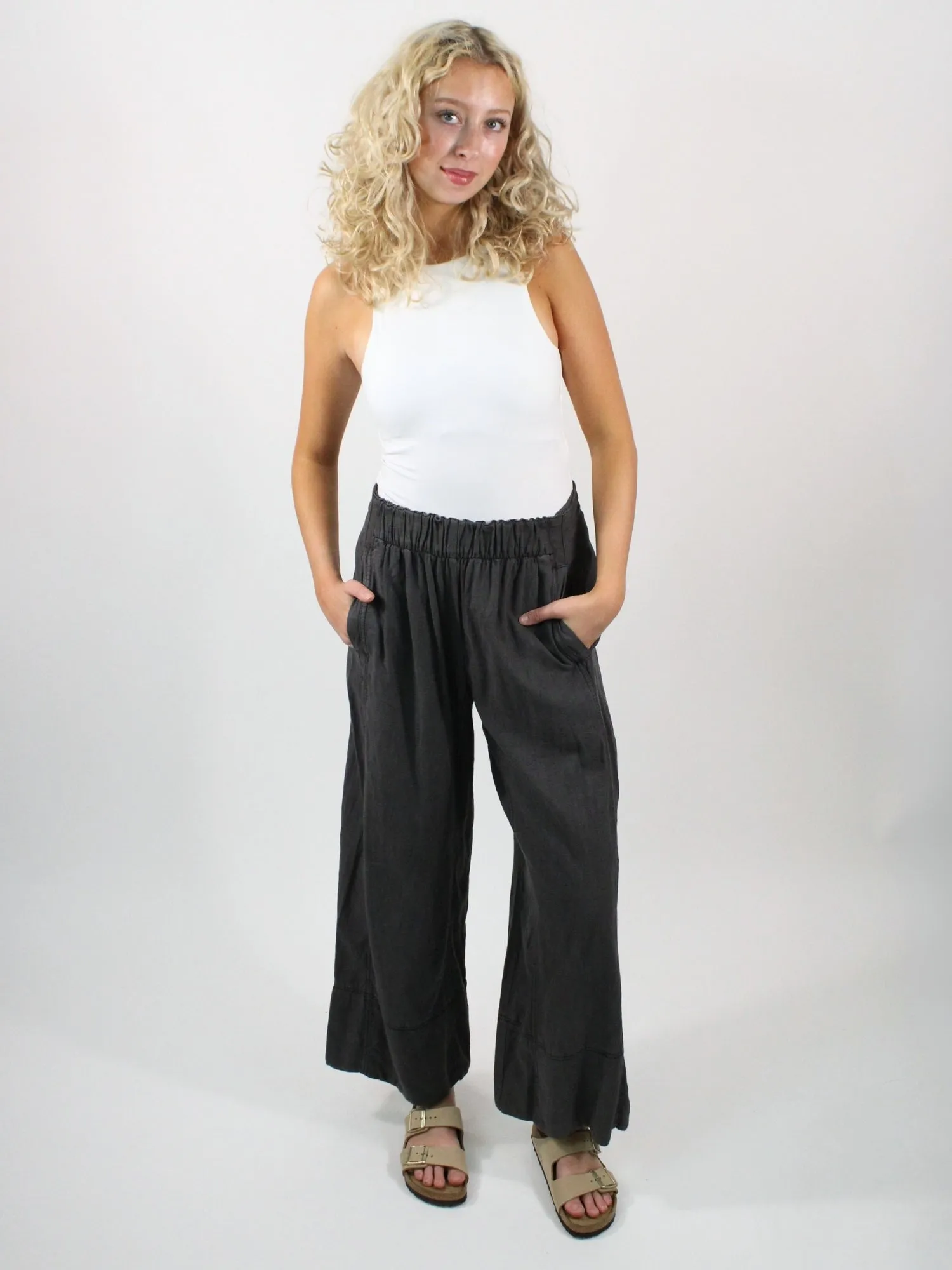 Free People Days End Linen Pull On Pants
