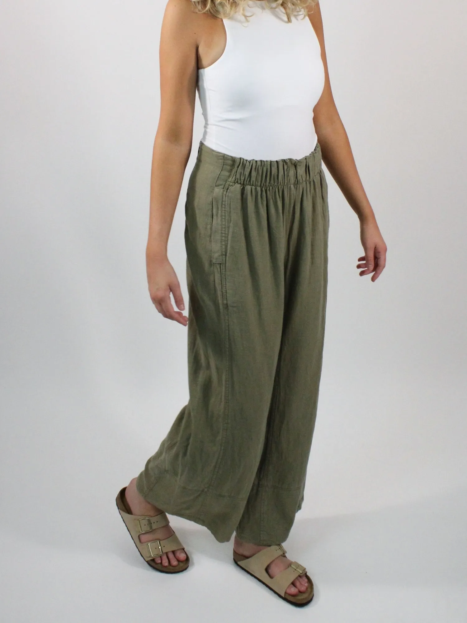 Free People Days End Linen Pull On Pants