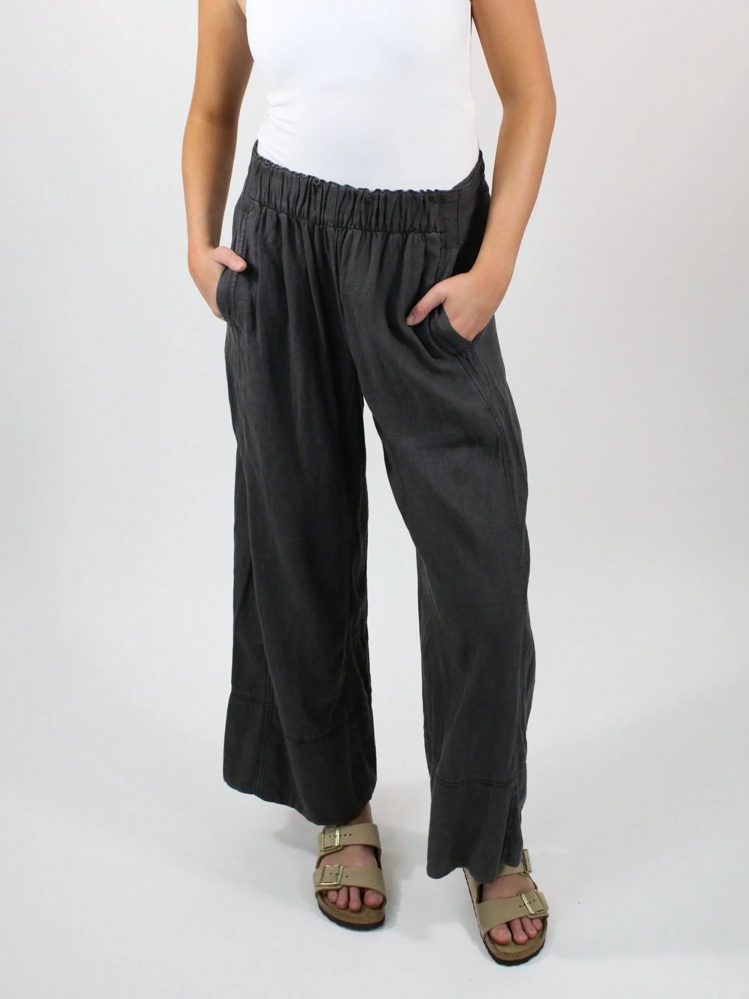 Free People Days End Linen Pull On Pants