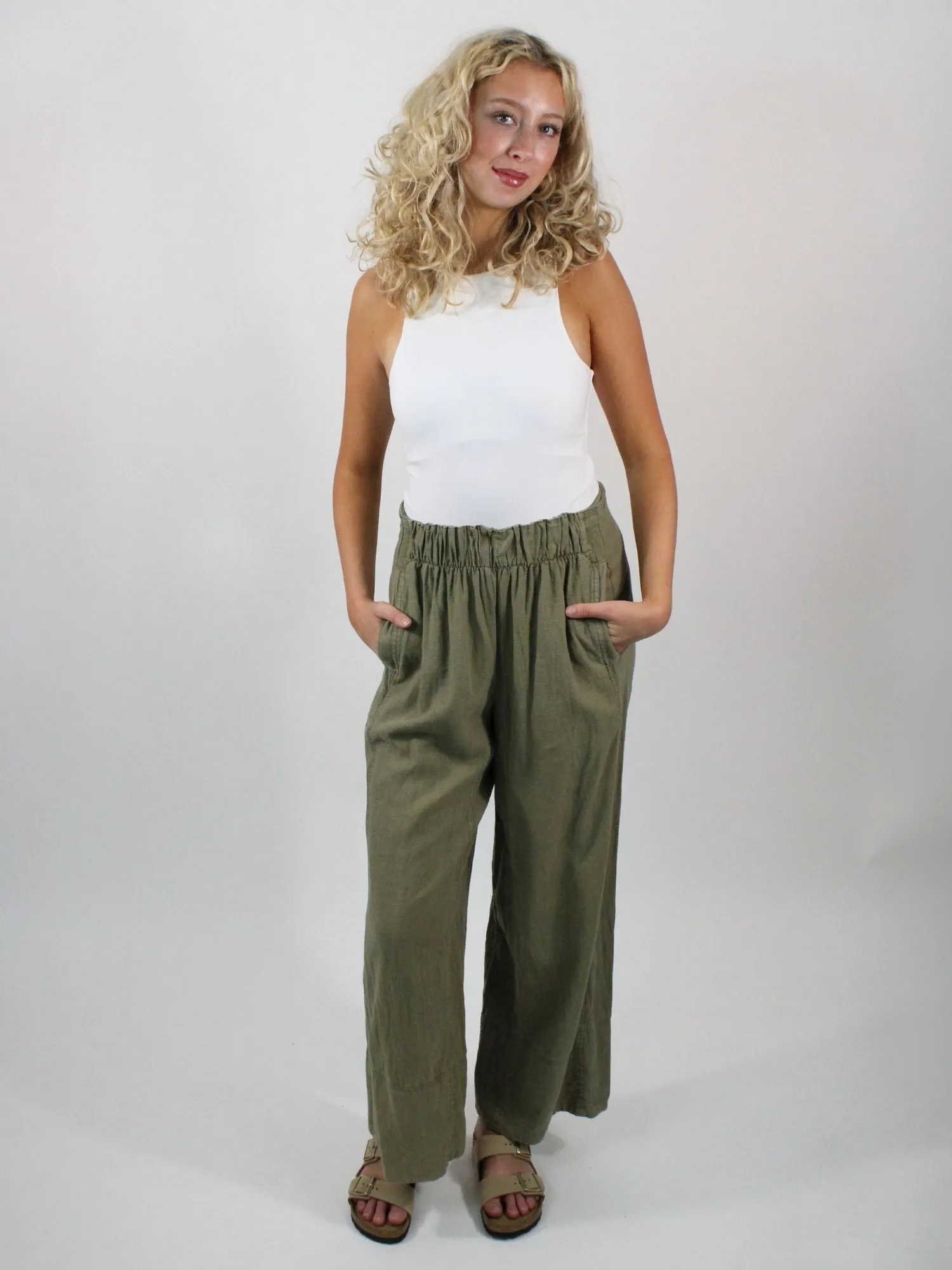 Free People Days End Linen Pull On Pants