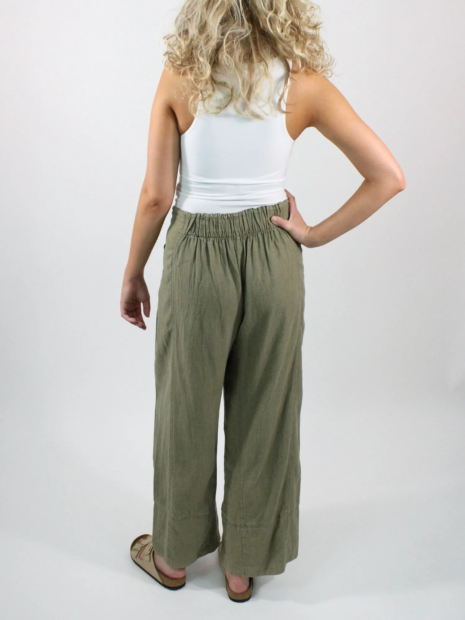 Free People Days End Linen Pull On Pants