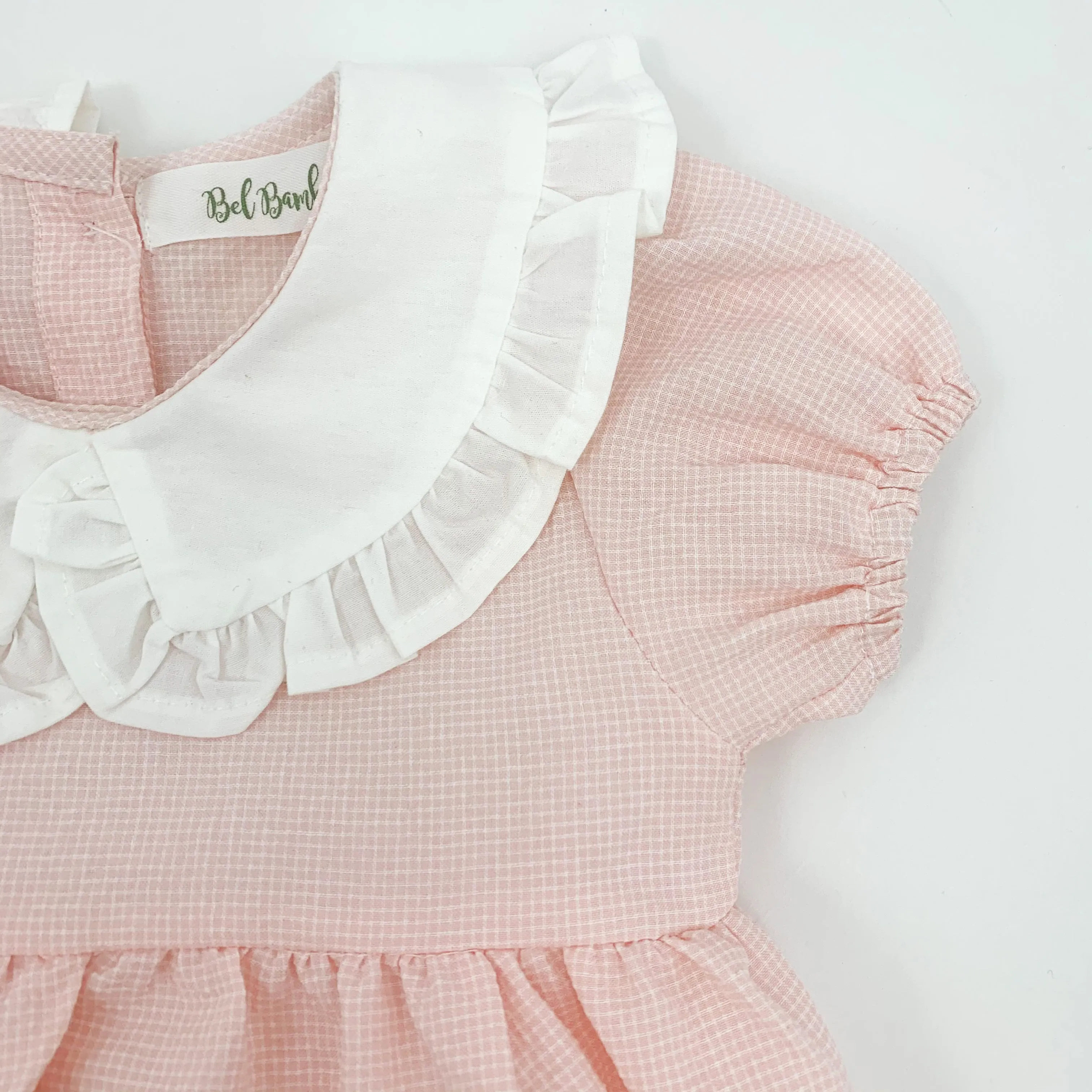 Frill Collar Romper with Headband-- Pink