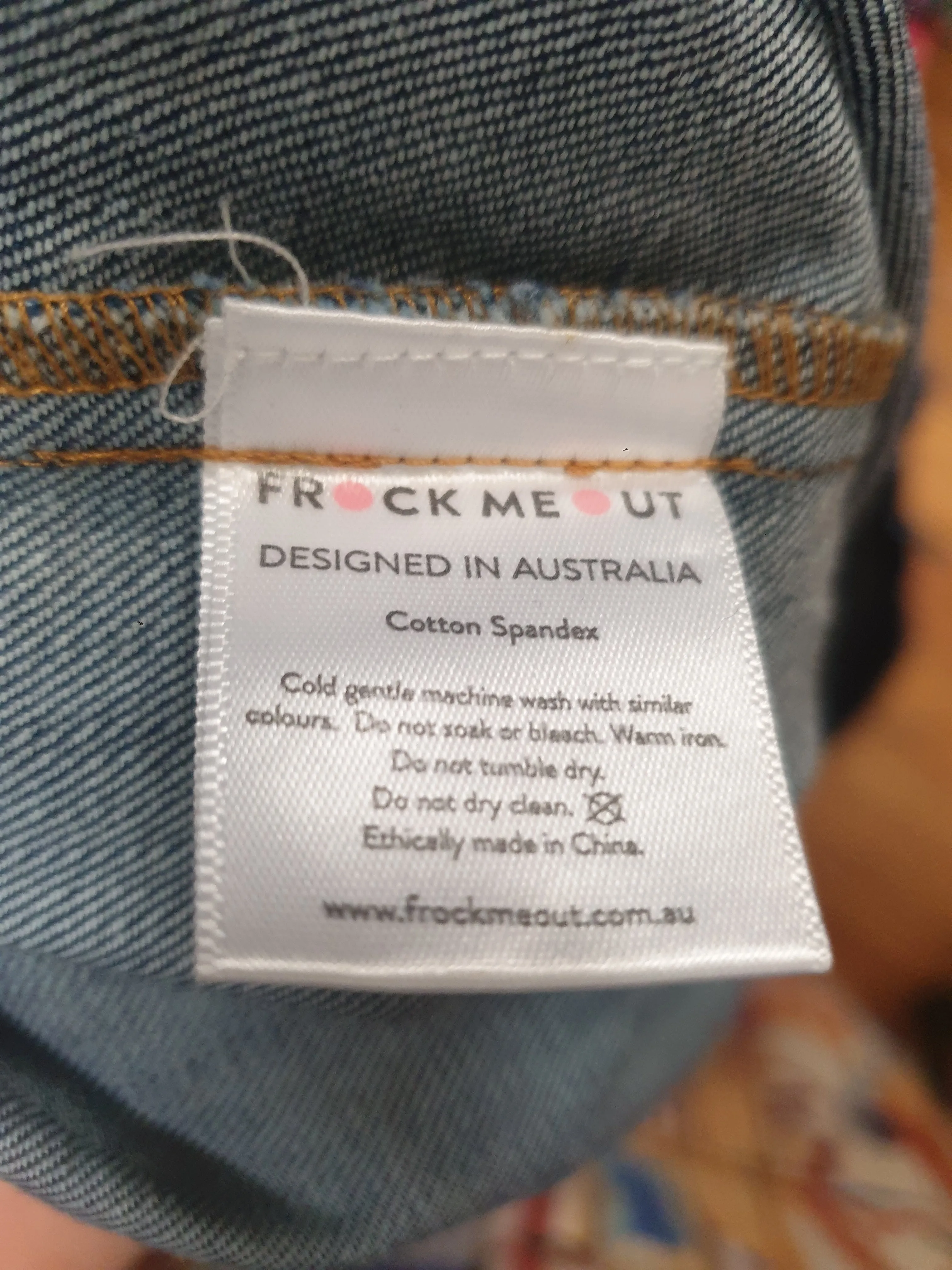 Frock Me Out dark denim pinafore style dress with contrasting stitching size 18
