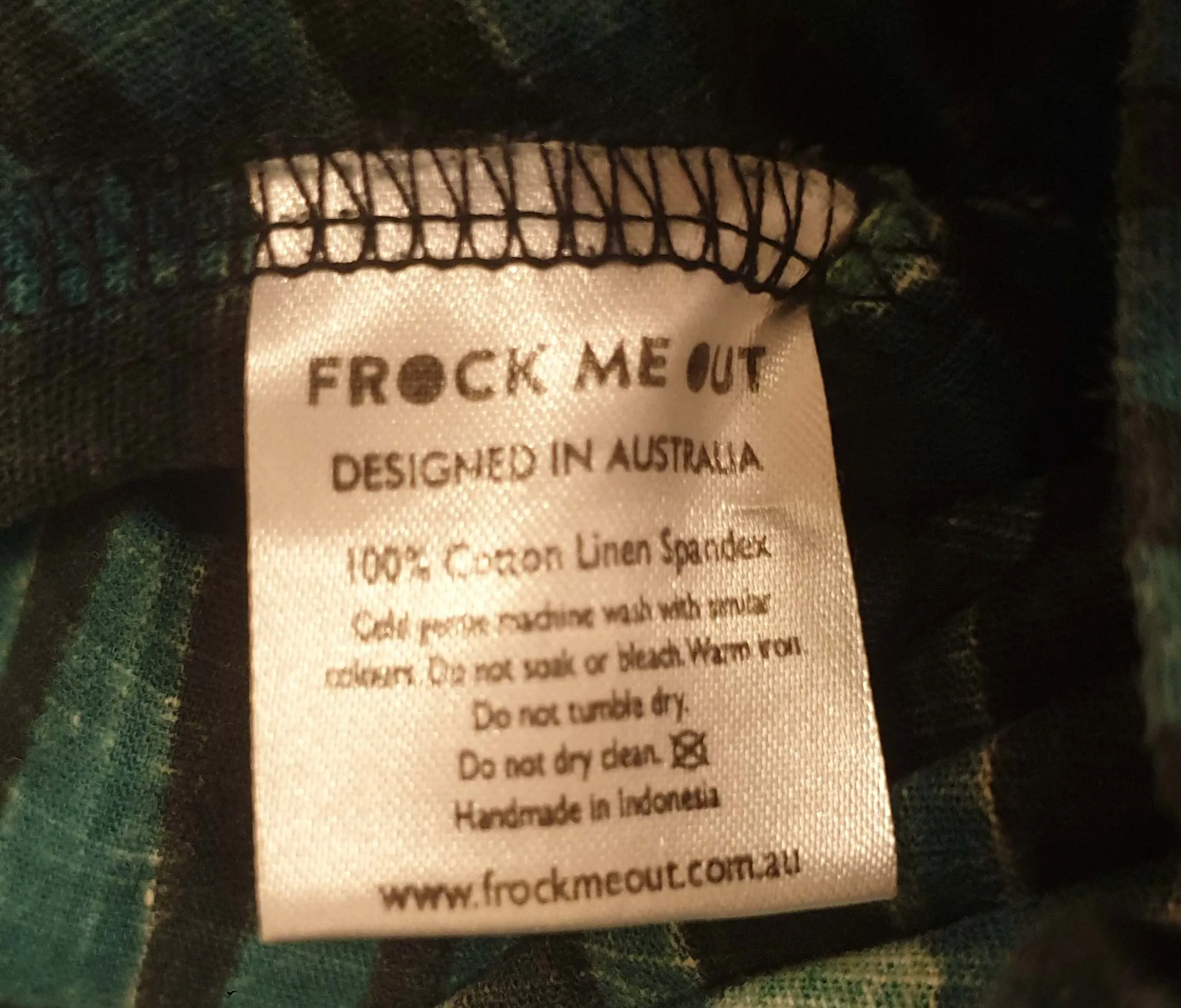 Frock Me Out green and black cotton half sleeve dress size 8