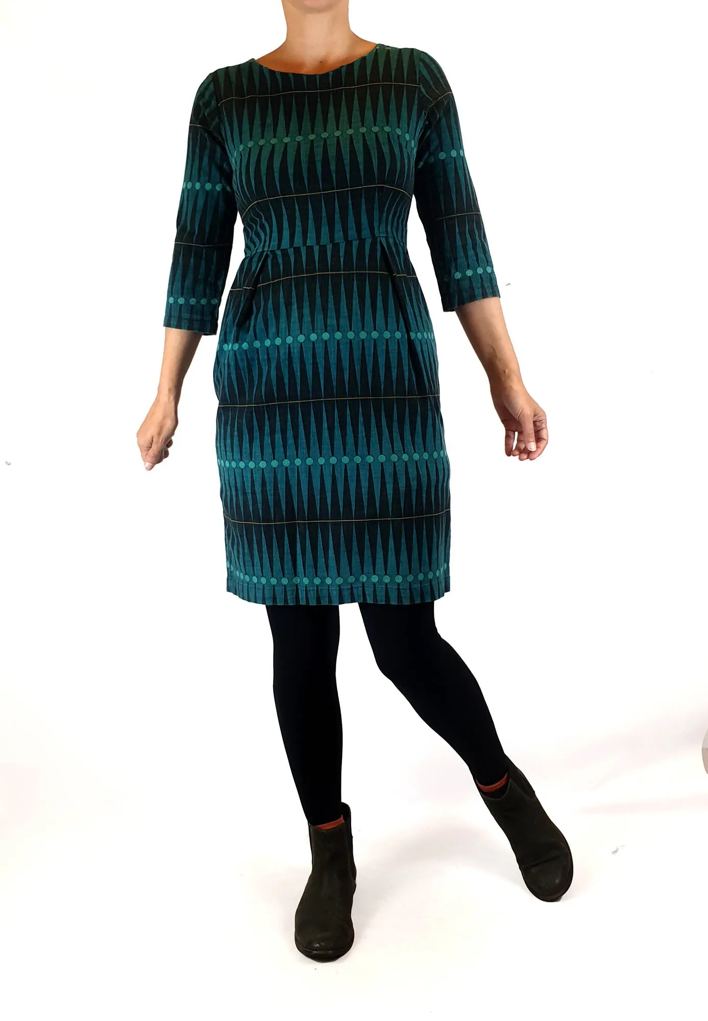 Frock Me Out green and black cotton half sleeve dress size 8