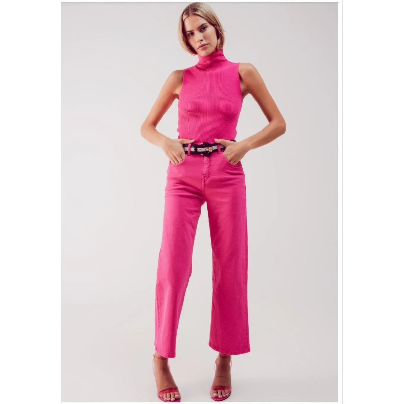 Fuschia Wide Leg Jeans