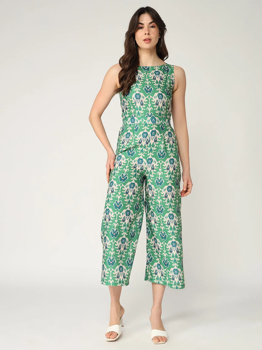 Fusion Ikat Printed Sleeveless Jumpsuit (Set Of 1)