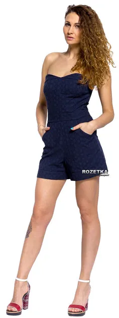 GANT Evening Blue Broderie Anglais Playsuit Romper Size 12 NWT