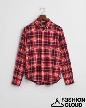 Gant Mens Flannel plaid shirt Ruby