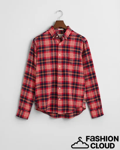 Gant Mens Flannel plaid shirt Ruby