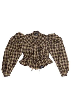 GATHERED PLAID TOP