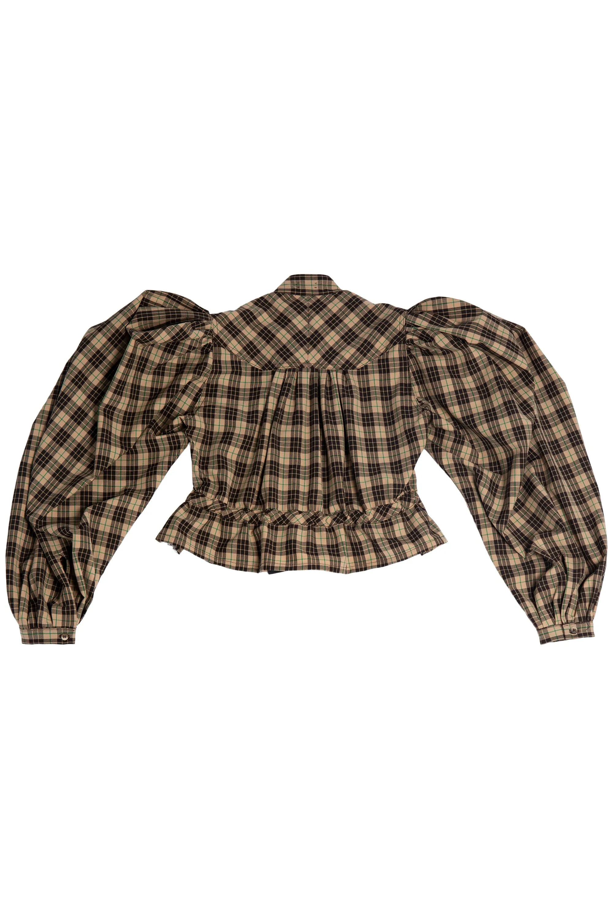 GATHERED PLAID TOP
