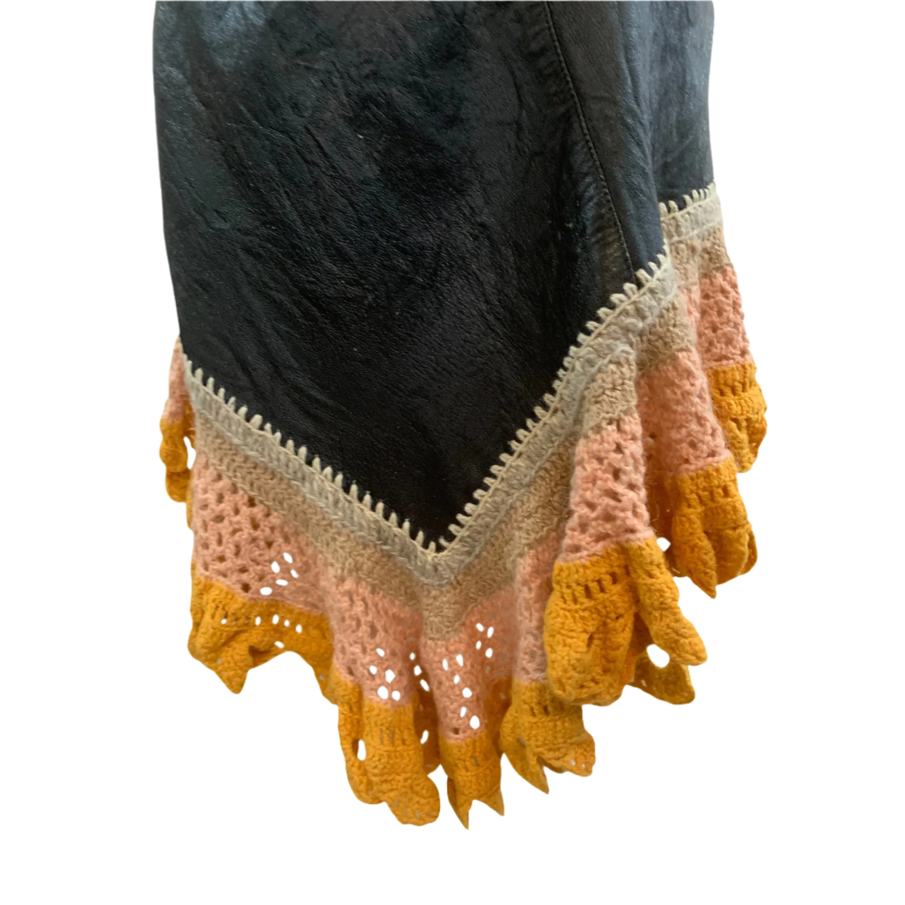 Genuine 1960s Hippie Handmade Halter Crochet and Leather Dress
