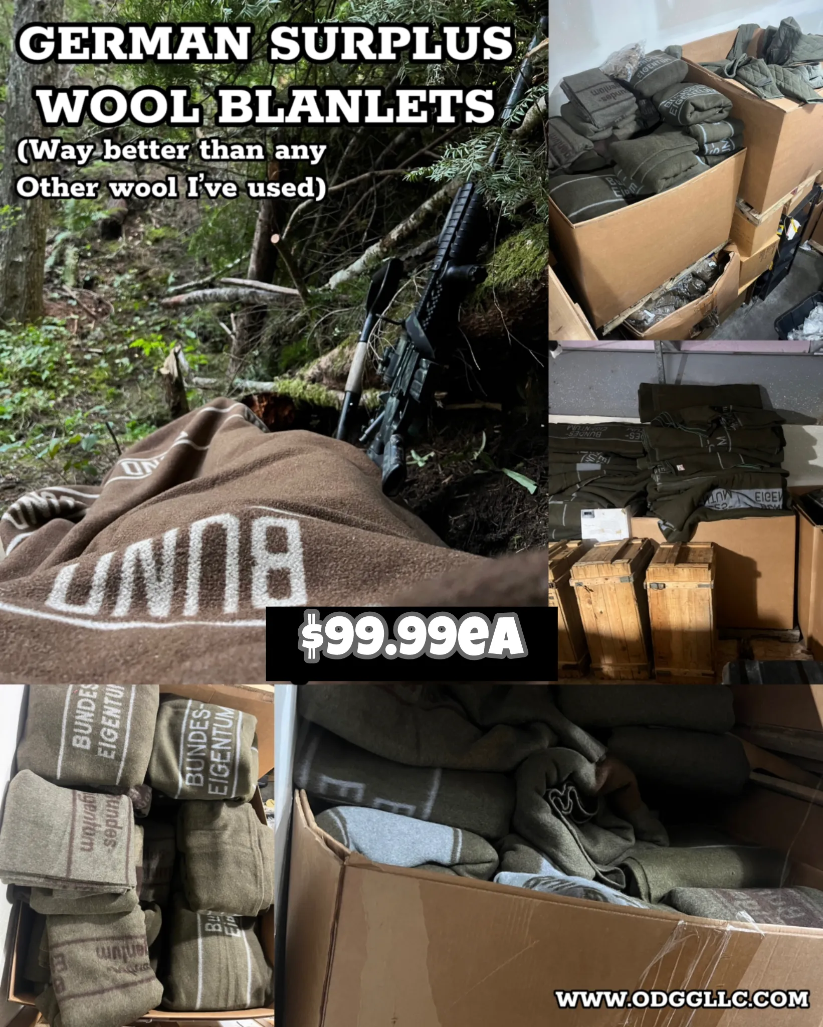 German Military 100% Wool Blankets (Bundeseigentum)
