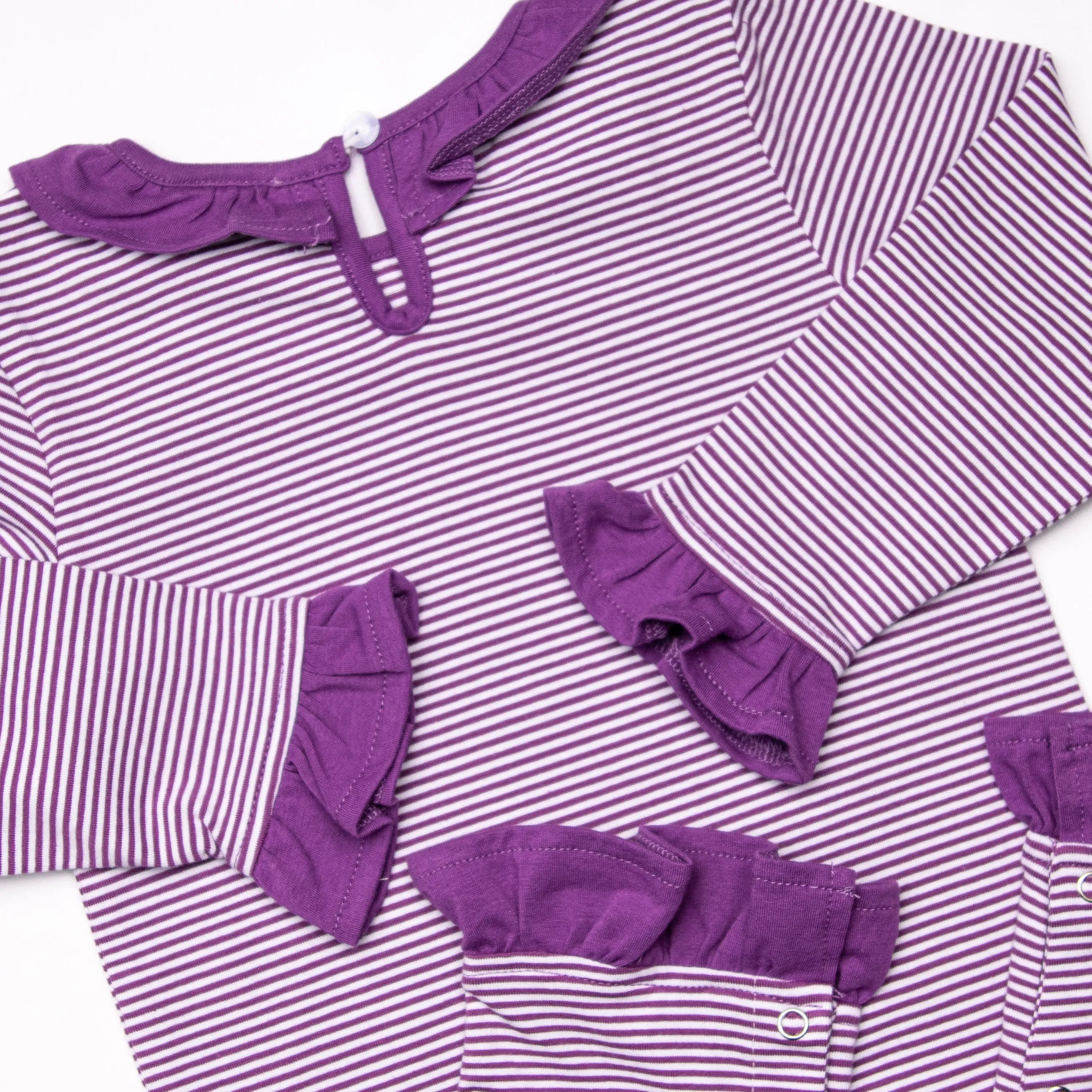 Ghoul Friend Applique Ruffle Romper, Purple