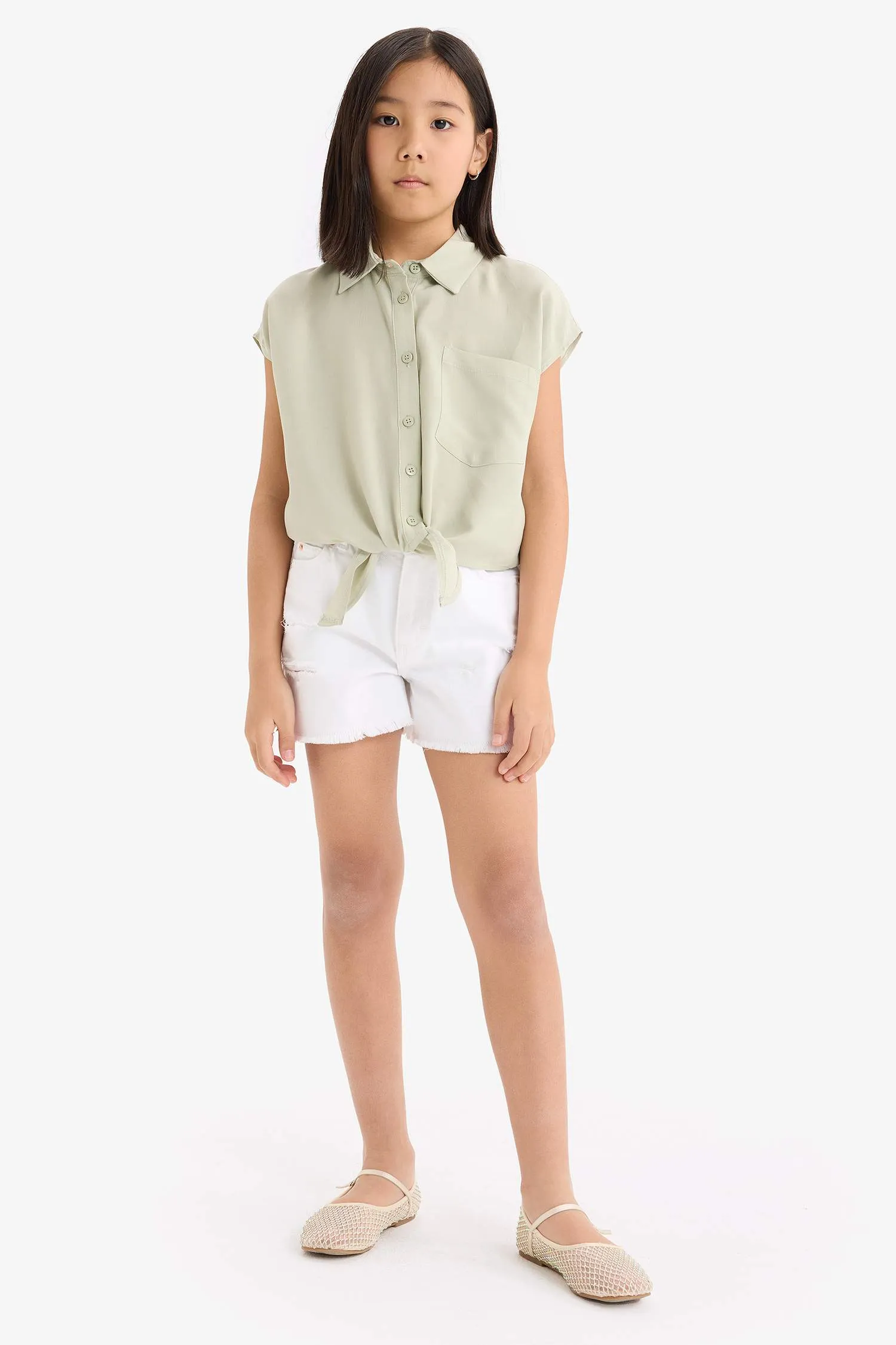 Girl Cotton 2 Piece Short Sleeve Crop Shirts