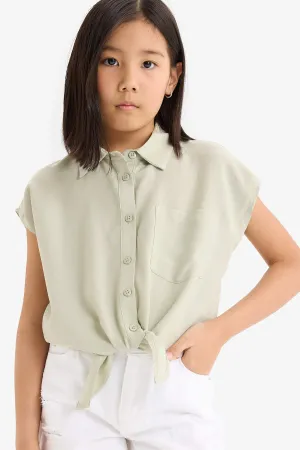 Girl Cotton 2 Piece Short Sleeve Crop Shirts