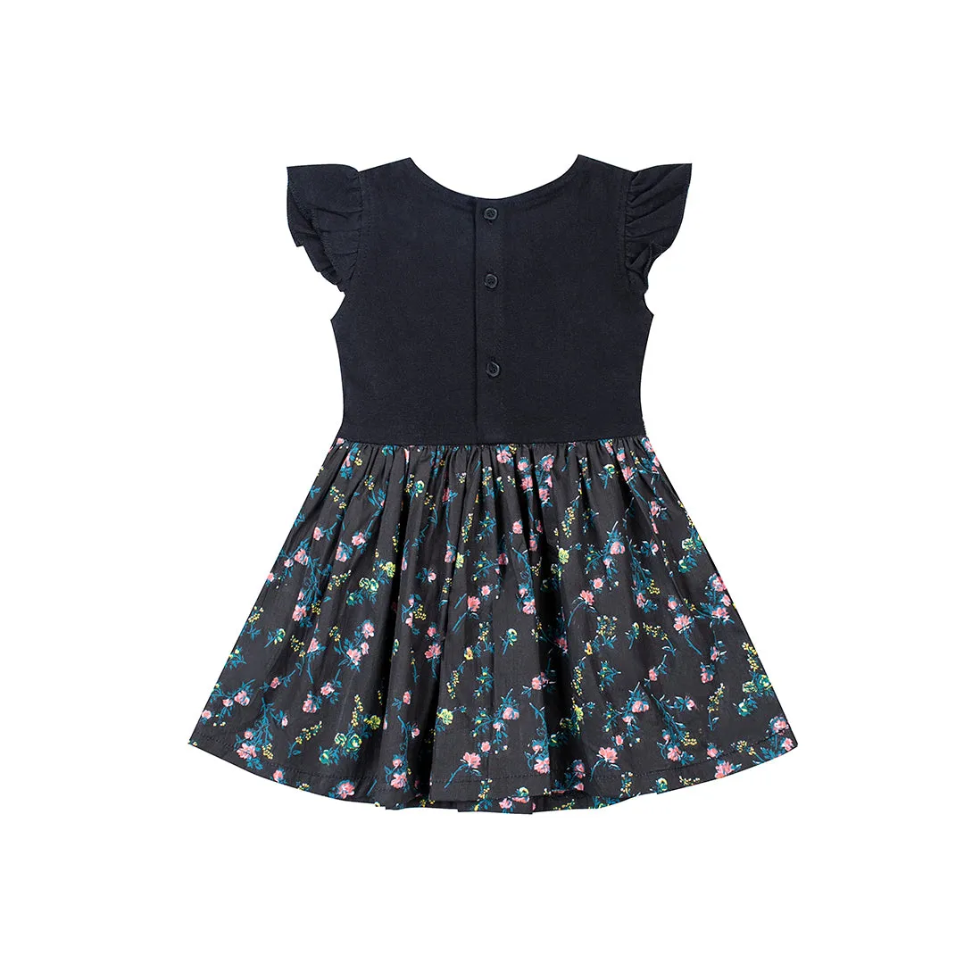 Girls Black Floral Dress
