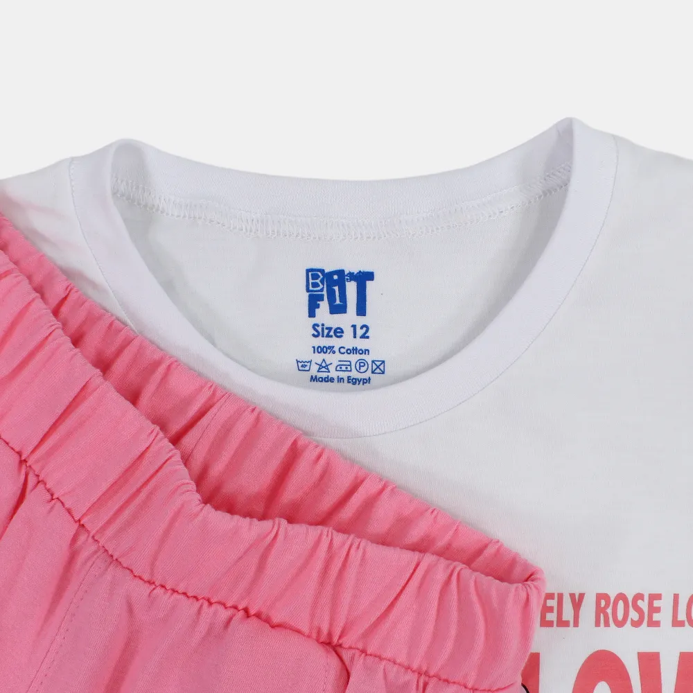 Girls Cotton Pajama Set - Lovely Rose