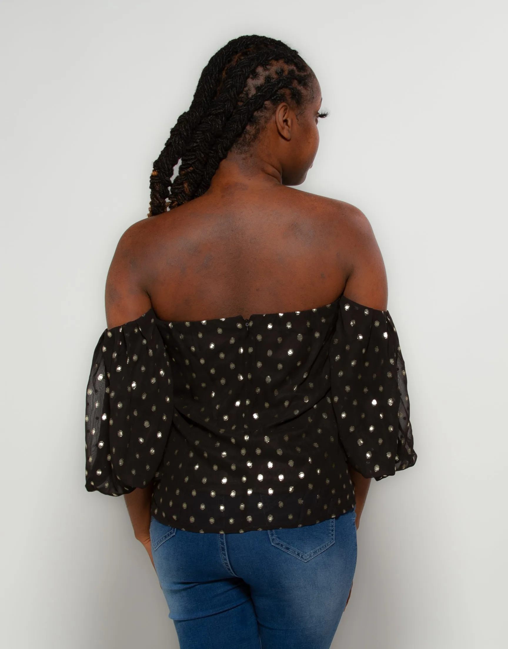 Gold Dots Off The Shoulder Top