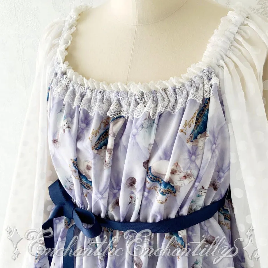 Good Night Cat Romantic Sleeve Dress