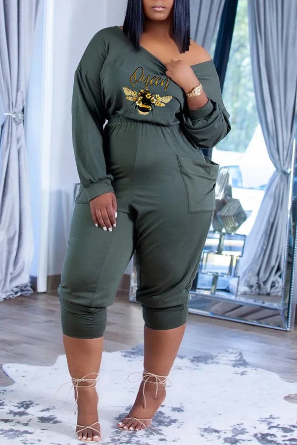 Goosudu Casual Off-Shoulder Printed Ruched Jumpsuit