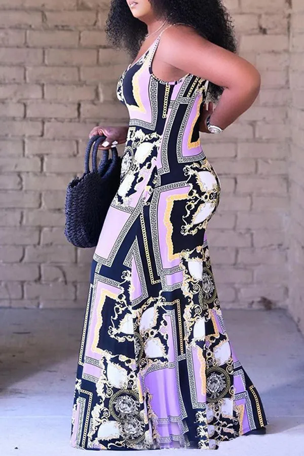 Goosudu Plus Size Loose Print Jumpsuit