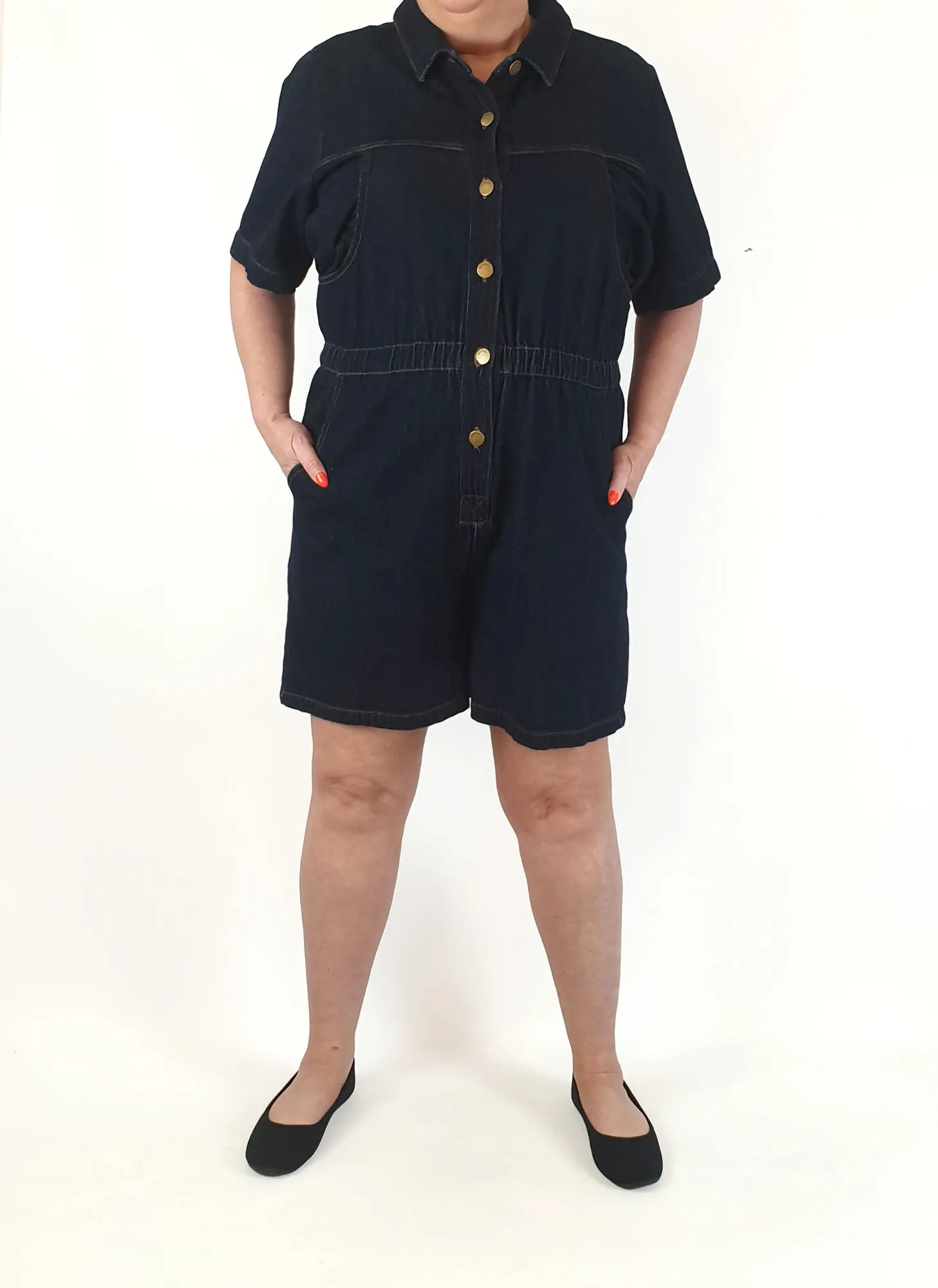 Gorman dark denim half sleeve playsuit size 18 (Summer 2023)