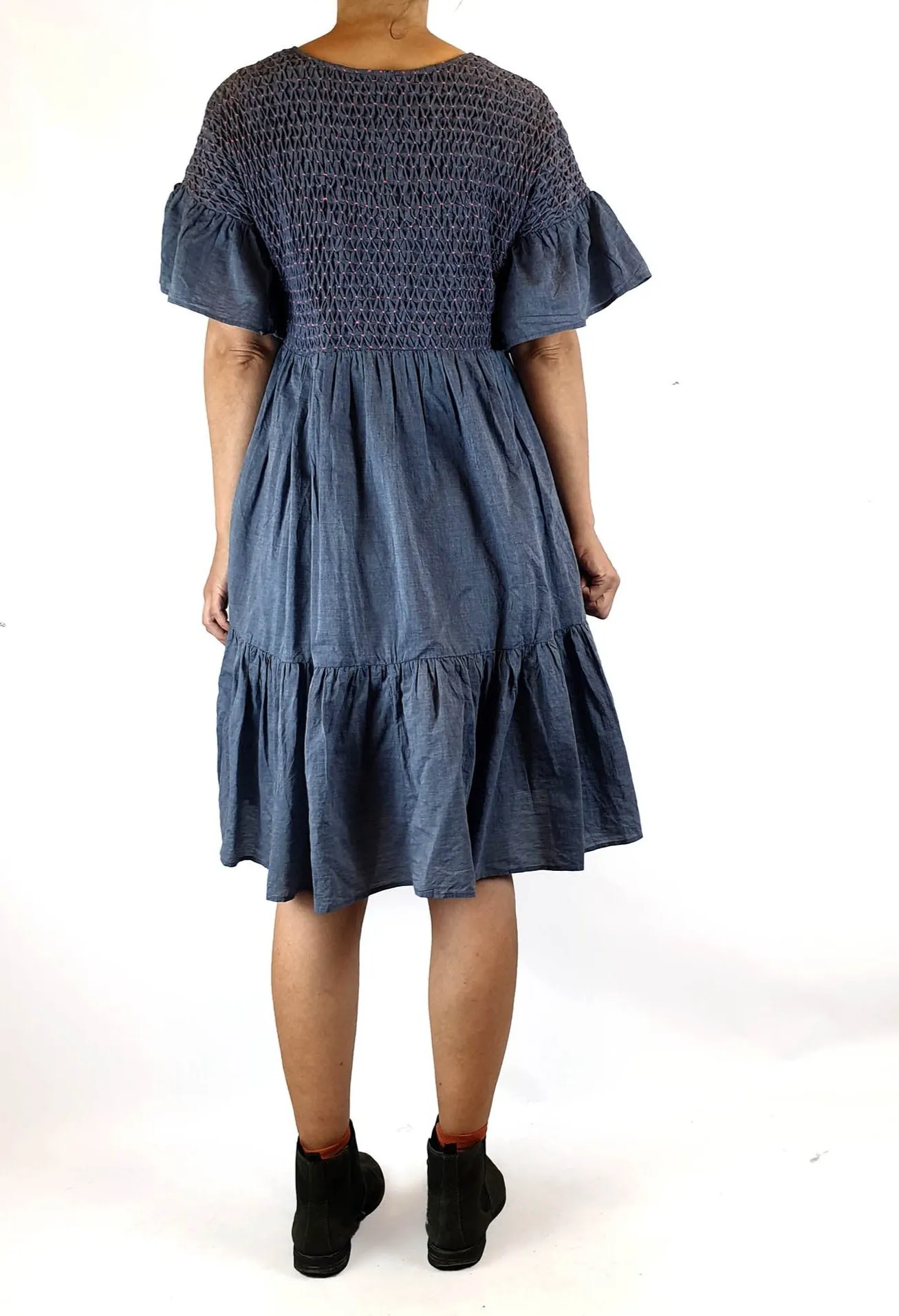 Gorman denim look 100% cotton dress with pink touches size 6 (fits 6-8)