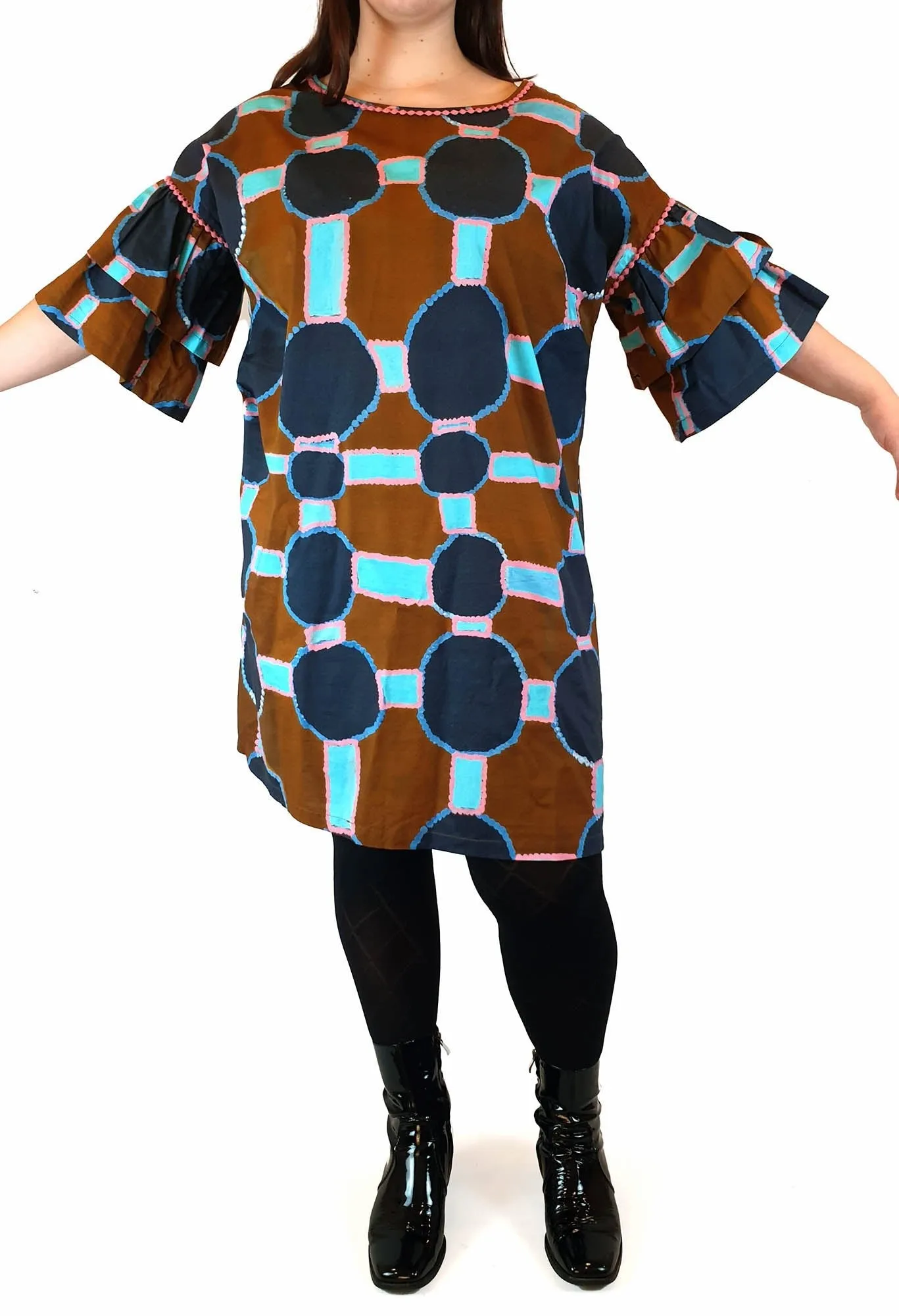 Gorman   Mangkaja earthy toned half sleeve dress size 14