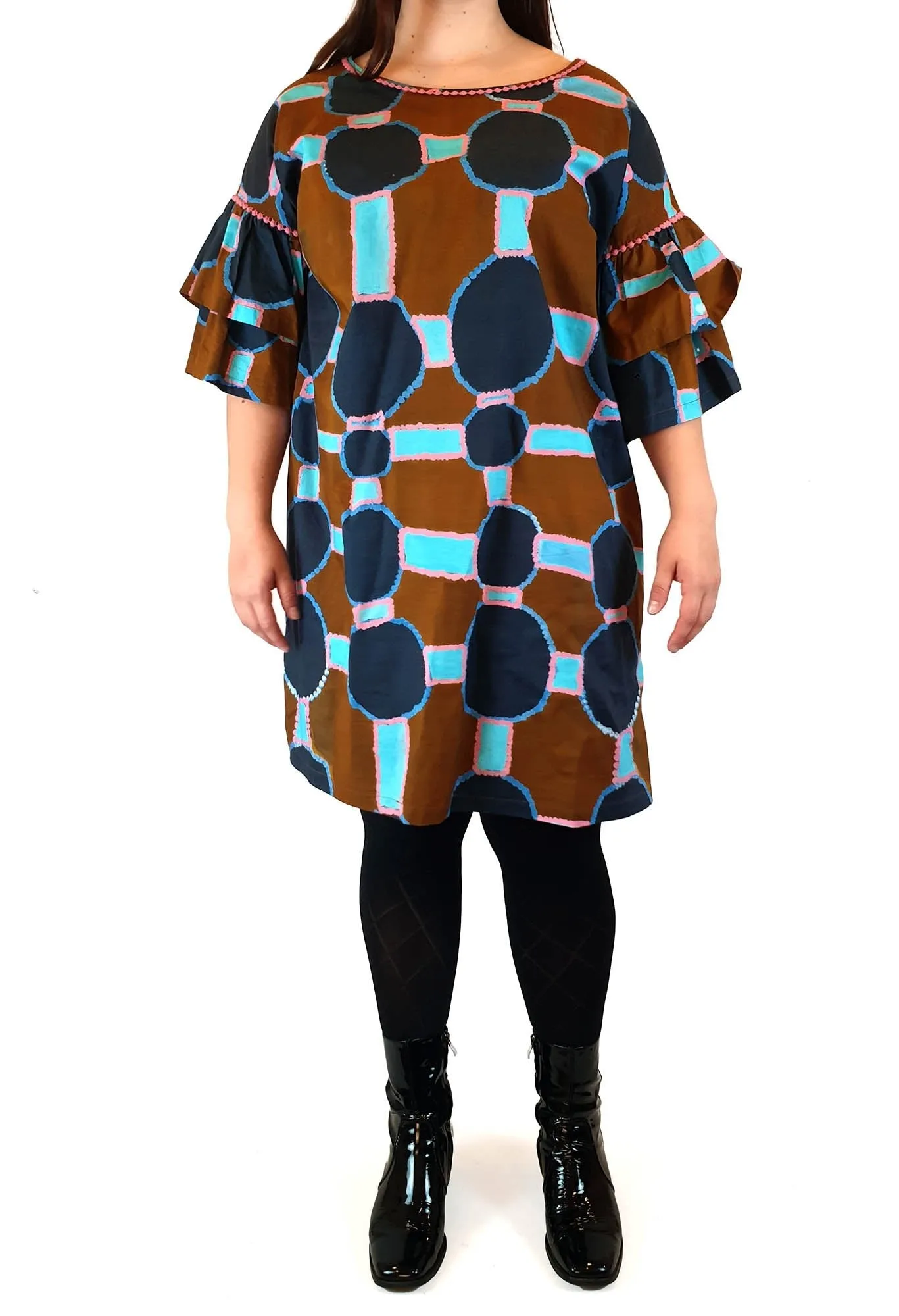 Gorman   Mangkaja earthy toned half sleeve dress size 14