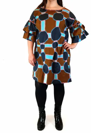 Gorman   Mangkaja earthy toned half sleeve dress size 14